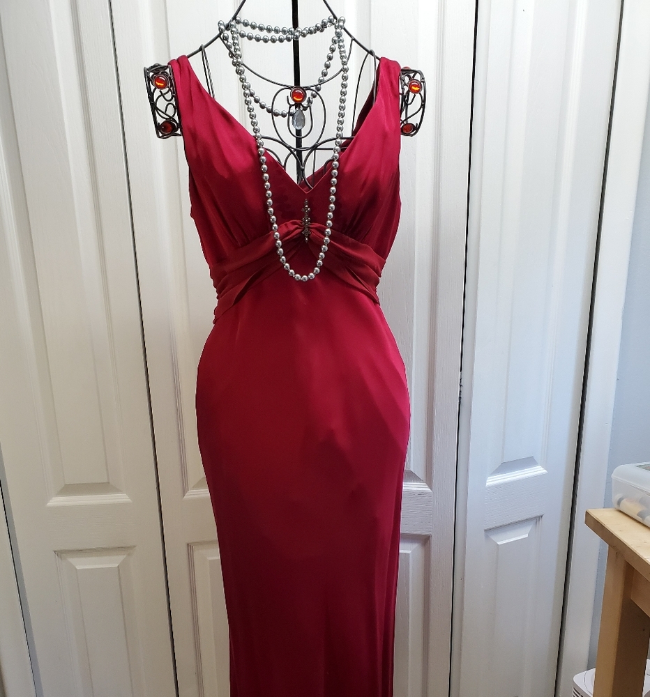 Evening red silk dress